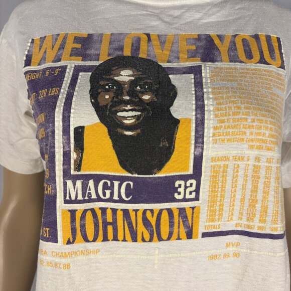 Vintage Magic Johnson T Shirt Tee Youth Sz M LA Lakers NBA Basketball Kids - Picture 13 of 13